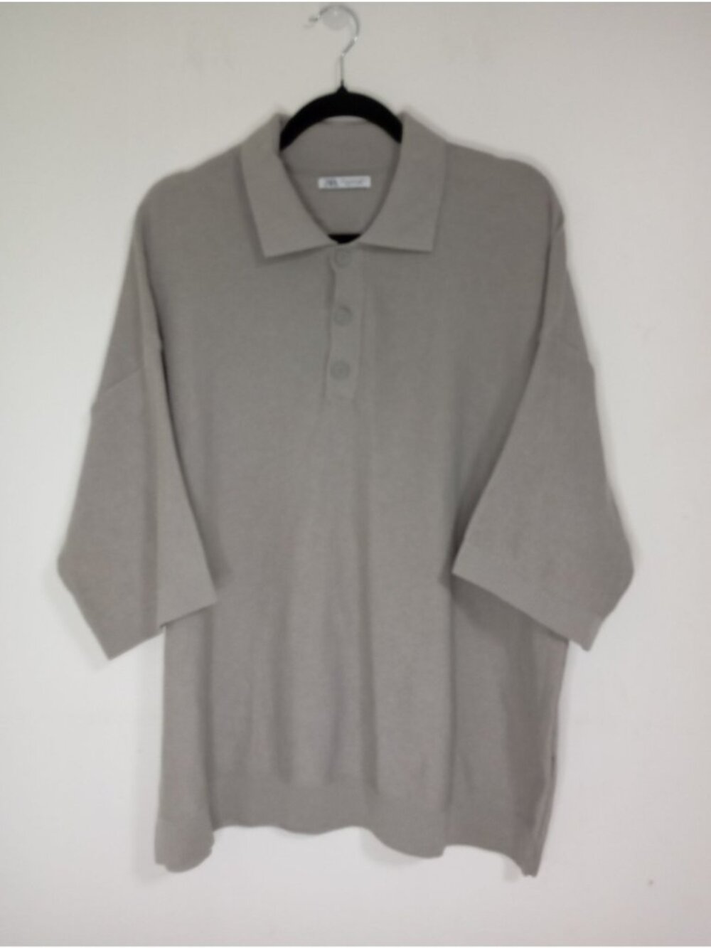 Zara Oversized Polo Textured Back Design Ribbed Hems Premium Knit Fabric XL